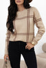 Pink Plaid Pattern Knitted Drop Shoulder Sweater