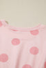 White Polka Dot Printed Long Sleeve Flared Mini Dress