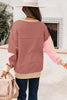 Rose Pink Contrast Star Patchwork Exposed Seam Uneven Hem Drop Shoulder Sweatshirt