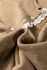 Simply Taupe Contrast Frilled Lace Trim Loose Cardigan Sweater