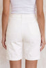 White Solid Color Rolled Cuffs Denim Bermuda Shorts