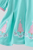 Green christmas tree embroidery bloomer  set
