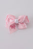 Pink embroidery hair bow