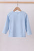 Blue construction embroidery top