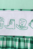 Green parade embroidery gingham dress