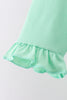 Green parade embroidery ruffle gingham pants set
