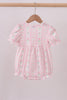 Pink floral bow smocked bubble