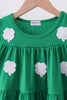 Green clover sequin ruffle tiered dress