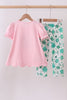 Pink clover glitter pants set