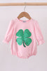 Pink clover glitter ruffle bubble