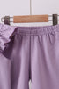 Purple bunny applique ruffle shorts set