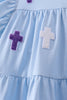 Blue cross sequin tiered dress