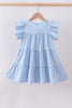 Blue cross sequin tiered dress