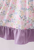 Purple floral smocked ruffle dress