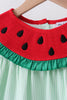 Green watermelon seersucker smocked ruffle shorts set