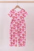Pink bow baseball bamboo jumpsuit
