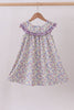 Purple floral goose applique ruffle dress