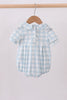 Blue cross smocked plaid bubble