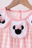 Pink character embroidery gingham bubble