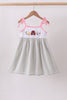 Pink seersucker farm animals embroidery ruffle dress