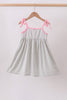 Pink seersucker farm animals embroidery ruffle dress