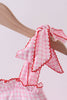 Pink watermelon embroidery ruffle dress