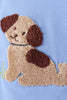Blue puppy french knot stripe shorts set