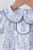 Navy bunny embroidery floral peter pan collar bloomer set