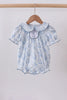 Navy bunny embroidery floral peter pan collar bubble