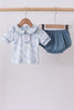 Navy bunny embroidery peter pan collar bloomer set