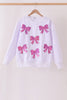 White bow sequin mom&me sweatshirt