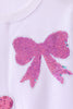 White bow sequin mom&me sweatshirt
