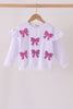 White bow sequin mom&me sweatshirt