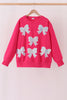 Magenta bow sequin mom&me sweatshirt