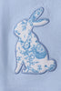 Blue bunny applique ruffle shorts set