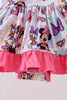 Pink character bamboo ruffle romper