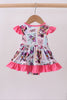 Pink character bamboo ruffle romper