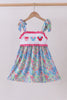 Pink character smocked ruffle dress