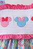 Pink character smocked ruffle dress