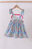 Pink character smocked ruffle dress
