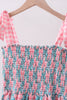 Pink floral smocked tiered dress