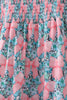Pink floral smocked tiered dress