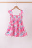 Pink floral smocked ruffle mom&me tiered dress
