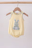 Yellow plaid bunny applique bubble