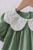 Sage bunny applique lace collar dress