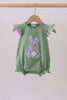 Sage bunny applique ruffle bubble