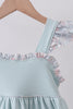 Blue floral bunny applique ruffle dress