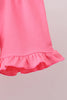 Pink baseball print ruffle shorts set