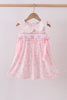 Pink bunny smocked lace collar dress