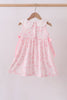 Pink bunny smocked lace collar dress